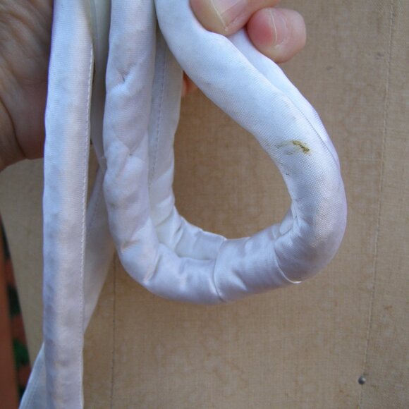 UNIQUE One of a kind Satin Rolled Belt/Necklace Mother of Pearl Leaf Buckle Bead main image 4